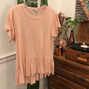 Calvin Klein Peplum Top T Shirt Linen Blouse